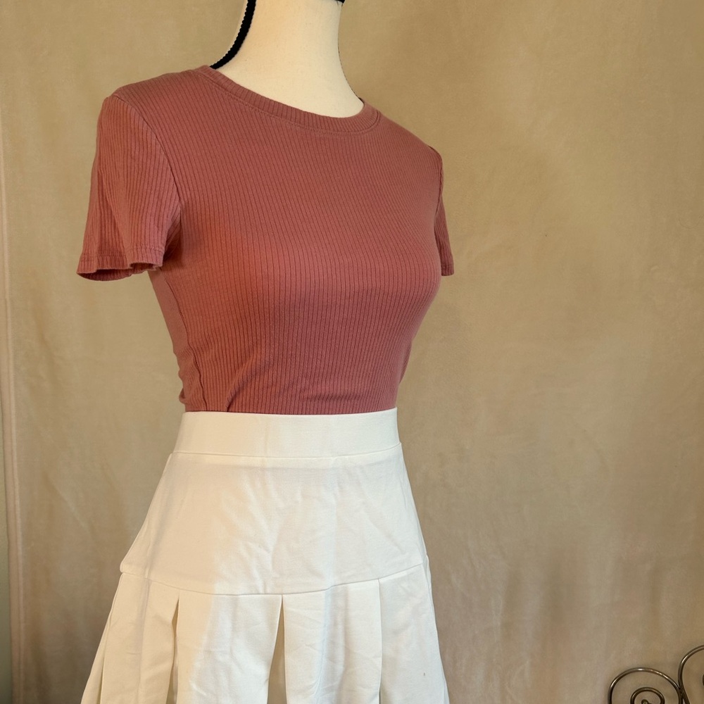 H&M Dusty Rose Ribbed Crop Top